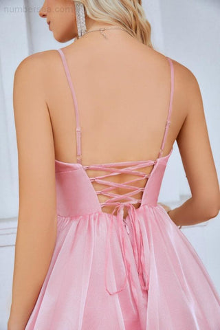 Vestido de noche de organza con escote en V y corsé abullonado para dama de honor, largo hasta el suelo, para boda en la playa 28100 