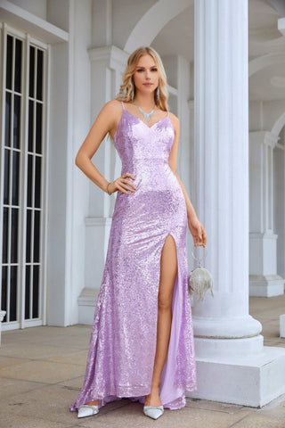 Robe de demoiselle d'honneur longue à bretelles spaghetti et paillettes pour femme, style sirène, robe de soirée, de bal, de mariage, 28083 