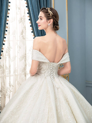 Robe de mariée longue en tulle, dentelle et perles, sans manches, longueur au sol 