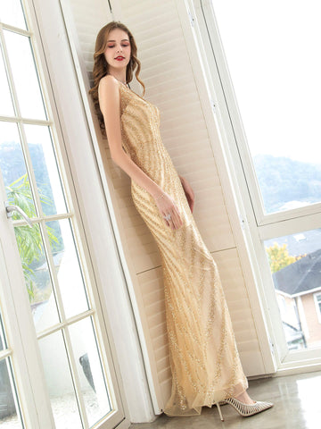 Robe de soirée de boutique, robe de fête de luxe à bretelles, robe sirène sexy et élégante, robe de bal