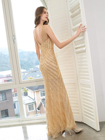 Robe de soirée de boutique, robe de fête de luxe à bretelles, robe sirène sexy et élégante, robe de bal