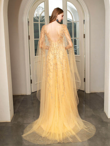 Vestidos de noche formales de lujo con cuentas y corte en A de Baoleely, sin mangas y largos hasta el suelo. 