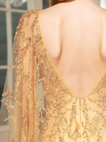 Vestidos de noche formales de lujo con cuentas y corte en A de Baoleely, sin mangas y largos hasta el suelo. 