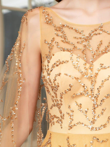 Vestidos de noche formales de lujo con cuentas y corte en A de Baoleely, sin mangas y largos hasta el suelo. 