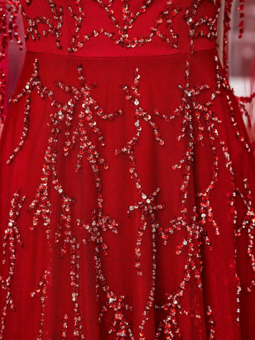 Vestidos de noche formales de lujo con cuentas y corte en A de Baoleely, sin mangas y largos hasta el suelo. 