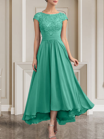 A-line Scoop Floor-Length Lace Chiffon Mother of the Bride Dress With Sequins