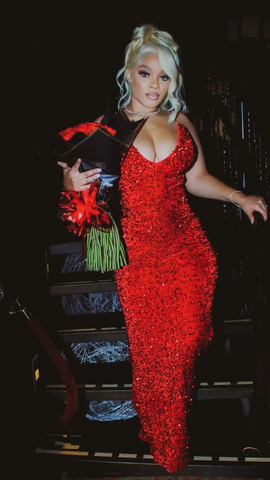 Vestido de noche rojo con lentejuelas, sexy y brillante, modelo Y2291