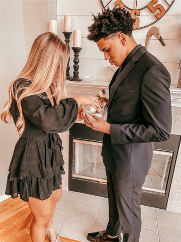 Vestido negro de manga larga para baile de bienvenida, vestido negro de fiesta Y2259