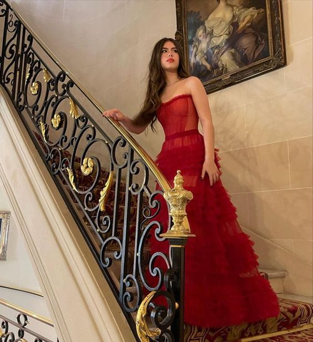 Vestidos de fiesta largos rojos de corte A, impresionantes, vestidos de noche formales Y1525