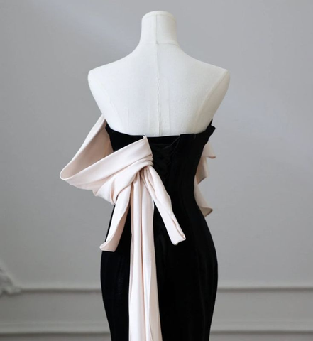 Robe de soirée élégante en satin avec traîne sirène, modèle Y6414