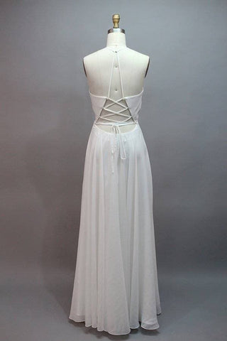 V Neck A-Line Long Prom Dress with Slit VMB65