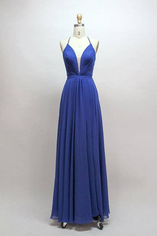V Neck A-Line Long Prom Dress with Slit VMB65