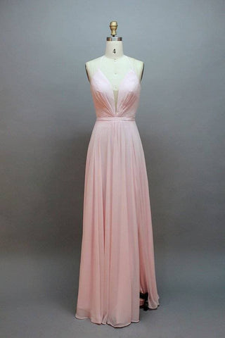 V Neck A-Line Long Prom Dress with Slit VMB65