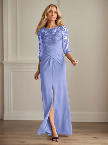 Plum Sheath Lace Stretch Crepe Mother of the Bride Dress