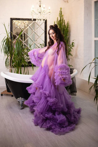 Lavender Maternity Dress For Photoshoot