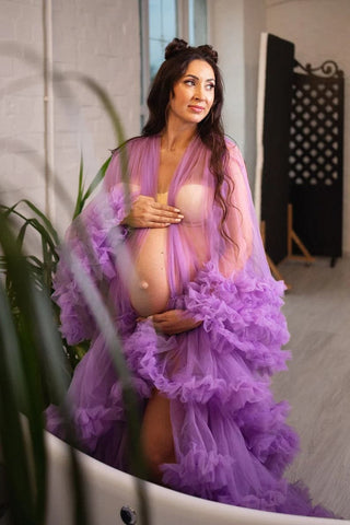 Lavender Maternity Dress For Photoshoot