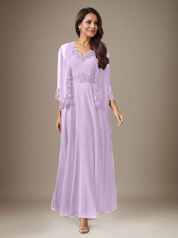 Plum A-Line Sequins Chiffon Dress