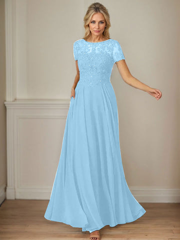 Vestido de gasa azul marino oscuro de corte en A con escote barco y lentejuelas 