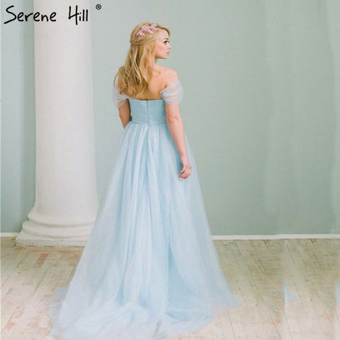 On Sale no return no refundSale Light Blue Off the Shoulder Pregnant Photography Dresses Vintage Wedding Gowns Lace Up Sash 2025 Sexy HA2002