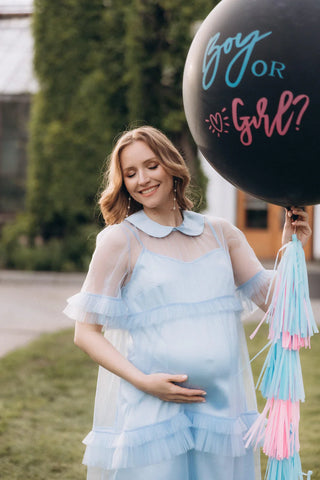 Light Blue Tulle Overlay Dress For Pregnant Pictures