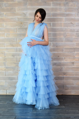 Light Blue Maternity Dress For Baby Shower
