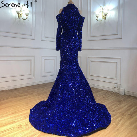 Long Royal Blue Prom Dress Sparkly Glitter Sequin Sexy Top African Girl Mermaid Prom Dresses 2025 New Arrival LA70453