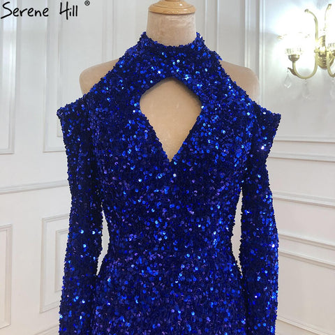 Long Royal Blue Prom Dress Sparkly Glitter Sequin Sexy Top African Girl Mermaid Prom Dresses 2025 New Arrival LA70453