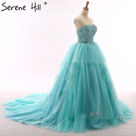 Vestido de novia con cola larga, sin tirantes, con flores de pedrería, tul, sexy, con hombros descubiertos. Imagen real 2025 HM66253