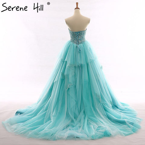 Vestido de novia con cola larga, sin tirantes, con flores de pedrería, tul, sexy, con hombros descubiertos. Imagen real 2025 HM66253