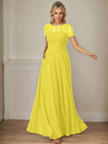 Vestido de gasa azul marino oscuro de corte en A con escote barco y lentejuelas 