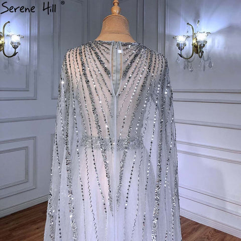 Luxury Gold Arabia Cape sleeves Beaded A-Line Evening Dresses Gowns 2025 For Woman Party LA71362