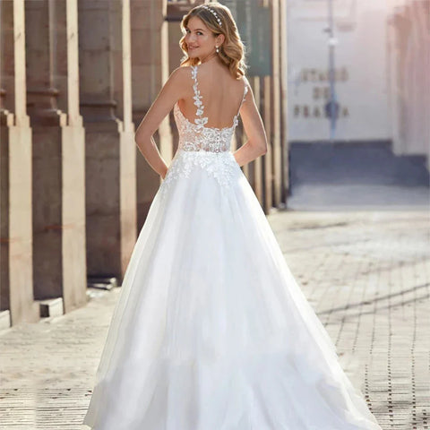 Luxury Lace Off Shoulder Sleeveless Women Mermaid Open Back Wedding Dresses 2025 Bridal Gowns Applqiues Spaghetti Straps Sexy