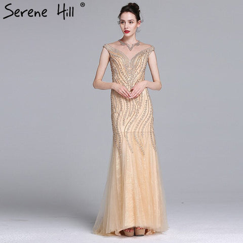 Sale Luxury Sexy Mermaid Newest Evening Dresses Long Crystal Beading Tulle 2025 Robe De Soiree LA6077