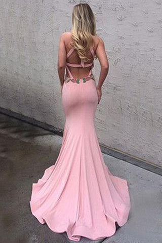 Open Back Halter Memaid Cheap Backless Long Prom Dresses