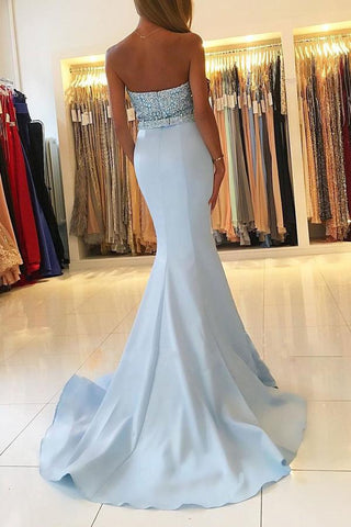 Light  Mermaid Sweetheart Neck Beaded Bodice Long Prom Dresses