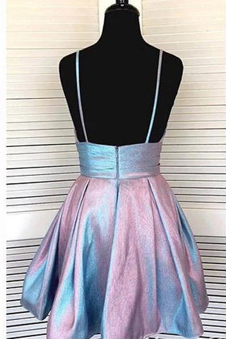 Spaghetti Strap Formal Dress Short V-neck Homecoming Dresses