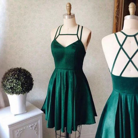 Cheap Halter Dark Green Homecoming Dress Short Prom Dress Party Dress