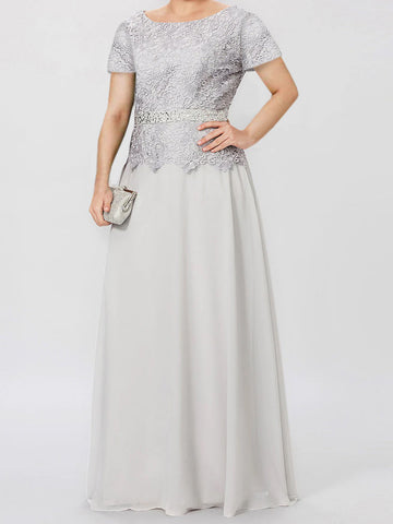 A-Line/Princess Short Sleeves Mother of the Bride Dresses with Applique & Sequins