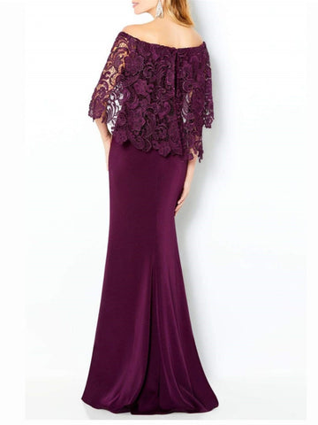 Vestidos de corte recto/columna con hombros descubiertos para la madre de la novia con encaje 
