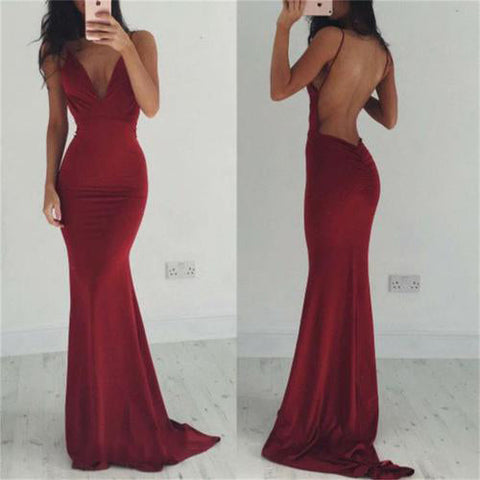 Prom Dresses Backless Spaghetti Straps Mermaid Party Dresses Long