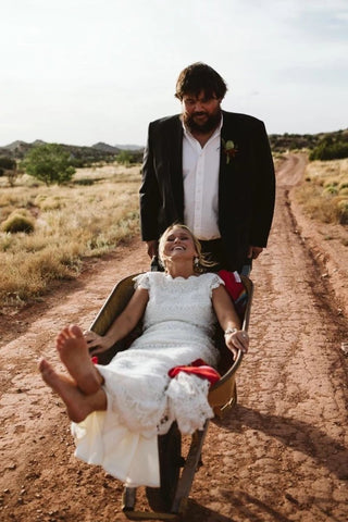 Lace Boho Mermaid Backless Cap Sleeve Bohemian Wedding Dresses MW265