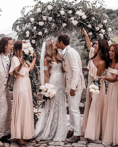 Sweetheart Neck Lace Beach Ivory Rustic Boho Wedding Dresses MW267