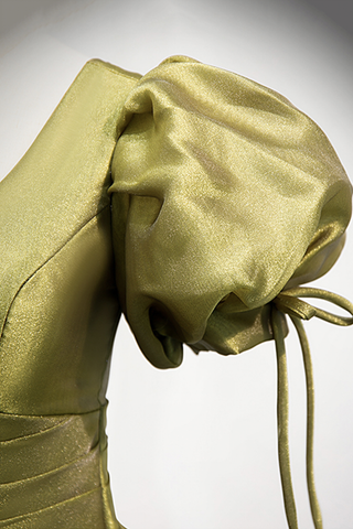 Robe de bal longue en tulle vert à col en V, robe de soirée trapèze Y898