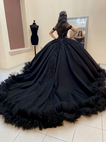 Robe de bal noire pour quinceañera, robe de mariée à épaules dénudées de style gothique, Y2414