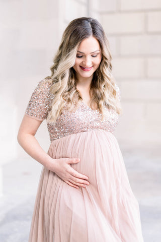 Pink Sequin Maternity Dress Maternity Maxi Dress For Baby Shower