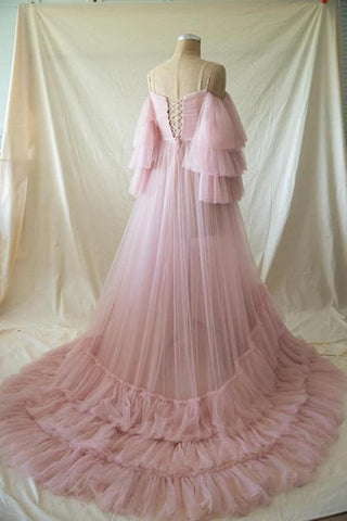 Blush Sweetheart Maternity Robe for Photoshoot with Spaghetti Strap