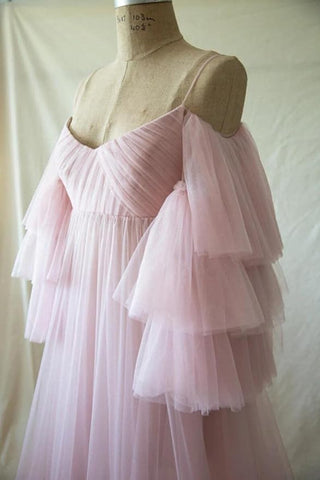 Blush Sweetheart Maternity Robe for Photoshoot with Spaghetti Strap