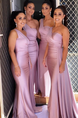 Mermaid One Shoulder Long Bridesmaid Dress VMB27
