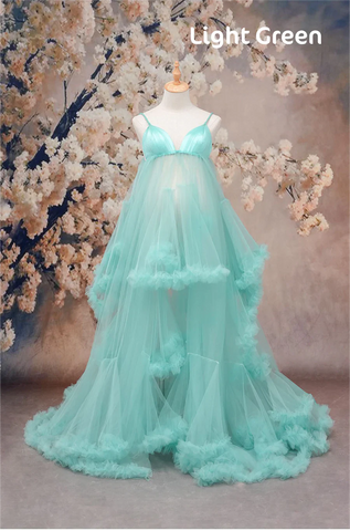 Mesh Light Green Maternity Dresses