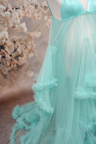 Mesh Light Green Maternity Dresses